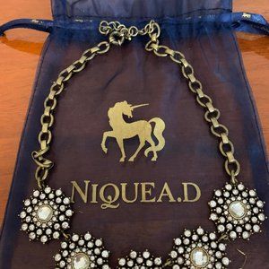 Niquea.D Crystal Flowers Statement Necklace